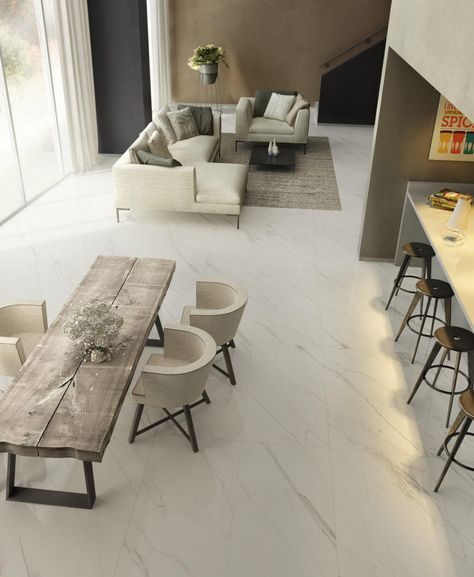 White Tiles Living Room, Marble Floor Living Room, Ceramic Wood Tile Floor, Marble Living Room, Living Room Marble, Tiles Living Room, Tile Floor Living Room, Marble Flooring Design, Marble Tables Design