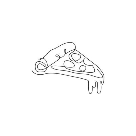 Food Line Art Illustration, Pizza Line Drawing, Pizza Line Art, Pizza Illustration Drawings, Pizza Tattoo Minimalist, Pizza Logo Design Graphics, Pizza Tattoo Design, Pizza Slice Tattoo, Food Line Drawing