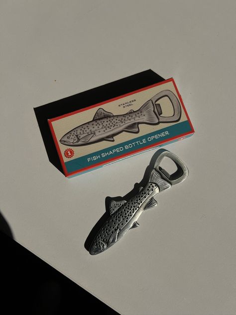 A favorite fish-shaped bottle opener made from classic stainless steel. Delight guests at your next gathering with an intriguing bar tool. This unique bottle opener is suitable for most bottle caps. Unique Room Accessories, Unique Liquor Bottles, Cute Bottle Opener, Retro Gifts For Men, Vintage Bottle Opener, Home Made Gifts For Men, Cool Trinkets, Cool Guy Gifts, Men’s Gift Ideas