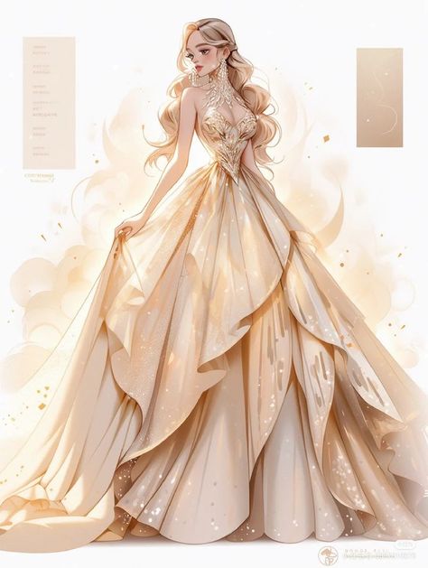 Fantasy Outfits, Dreamy Gowns, Dress Illustration, Dress Design Drawing, Old Fashion Dresses, Fashion Sketches Dresses, Fantasy Dresses, Fashion Drawing Dresses, Dress Design Sketches