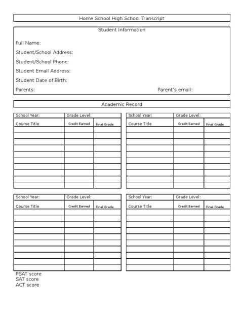 a blank transcript for your homeschooled high school student High School Transcript Template, Home School High School, Transcript Template, Homeschool Transcripts, School Newsletter Template, High School Transcript, Classroom Newsletter Template, Book Review Template, School Newsletter