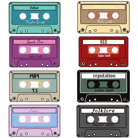 Taylor Swift Album Cassette, Cassette Tapes Taylor Swift, Taylor Swift Stuff To Draw, Taylor Swift Printouts, Taylor Swift Poster Drawing, Scrapbook Taylor Swift Ideas, Taylor Swift Albums Drawing, Taylor Swift Box Craft Template, Taylor Swift Door Decs