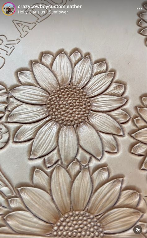 Daisy Leather Tooling Pattern, Leather Tooling Patterns Printable Sunflower, Leather Sunflower Pattern, Leather Tooling Flowers, Tooled Leather Flowers, Sunflower Leather Tooling Pattern, Leather Flower Pattern, Tooled Sunflower, Saddle Tooling