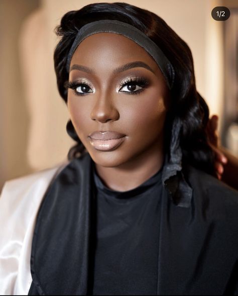 African Bride Makeup, Etheral Make Up Black Women, Luxury Bridal Makeup, Natural Glam Makeup Wedding Brides, Black Bridal Makeup Dark Skin, Fall Bridal Makeup For Brown Eyes, Wedding Makeup Dark Skin, Bridal Makeup Dark Skin, Soft Makeup Look For Wedding