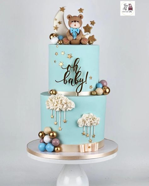 Baby Announcement Cake, 1st Birthday Cake Designs, Teddy Bear Birthday Cake, Teddy Cakes, Baby Shower Cake Designs, Baby Boy Birthday Cake, Bachelorette Cake, Tiered Cakes Birthday, Chocolate Cake Designs