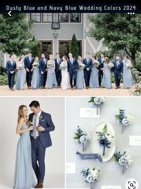 Blue Wedding Theme Groomsmen, Wedding Motif Ideas Color Schemes, Blue Motif Wedding, Dusty Blue Groom, Light Blue Winter Wedding, Light Blue And Navy Wedding, Dusty Blue And Gray Wedding, Slate Blue Wedding, Wedding Color Schemes Blue