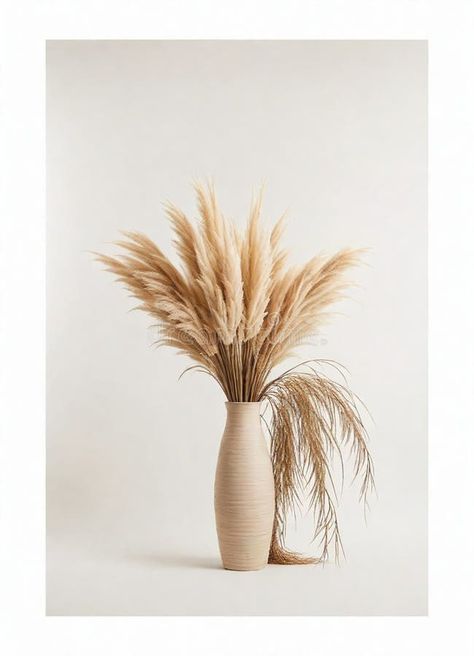 Tan vase with feathers and pampas on it royalty free stock photography Vector Portrait, Stock Photography Free, Mood Board, Royalty Free, Stock Images, Vase, Plants