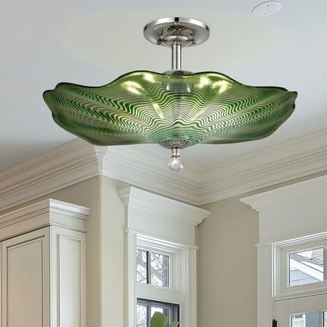 Waterfront Hand Blown Art Glass Art Decor - 12 Inch - On Sale - Bed Bath & Beyond - 30766907 Blown Glass Lighting, Stained Glass Light, Glass Ceiling Lights, Beautiful Chandelier, Updating House, Room Accessories, Semi Flush Mount, Glass Chandelier, Glass Lighting