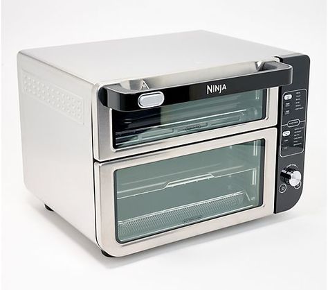 Ninja 12-in-1 Rapid Cook & Convection Double Oven - QVC.com Ninja Oven, Crispy Snacks, Camper Repair, Electronic Store, Oven Top, Compact Appliances, Apartment Stuff, Sheet Pans, Countertop Oven