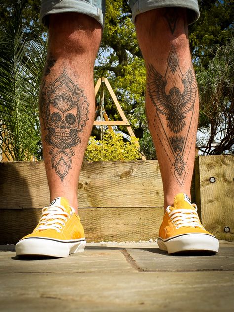 Leg Tattoo Men Shin, Eagle Shin Tattoo, Mens Shin Tattoo Ideas, Mens Shin Tattoo, Eagle Tattoo Leg, Best Leg Tattoo Men Design, Eagle Leg Tattoo, Upper Back Tattoo Men Ideas, Skull Tattoo For Men