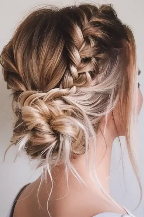 20 Cute Christmas Hairstyles Ideas for Kids, Teens, and Women with Short or Long Hair Womens Up Hairstyles, Bridesmaid Hair Winter, Jr Bridesmaid Hairstyles Updo, Christmas Hair Updo, Bun And Braid Hairstyles, Junior Bridesmaid Hair Updo, Teen Updo Hairstyles, Braided Low Bun Hairstyles, Hairstyles With Hair Up