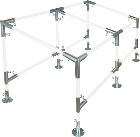 PRICES MAY VARY. Poles are not included with DIY Canopy Fittings Kits. The conduit poles must be purchased separately. The metal poles (EMT - Electrical Metallic Tubing) are sold in 10' lengths at any major hardware store. A Cowboy Canopy 10' x 20' Slope Kit uses 17 EMT poles in size 1". Slope, Lean-To Canopy Parts Kits can be used for many different purposes such as DIY carports for RV's, boats, cars, jet skis and motorcycles. Livestock, horse and dog shelters. Shade shelters for outdoor dining Diy Metal Frame, Dog Shelters, Outdoor Furniture Protection, Diy Carport, Space Saving Furniture Bedroom, Roof Canopy, Metal Carports, Lean To, Carport Designs