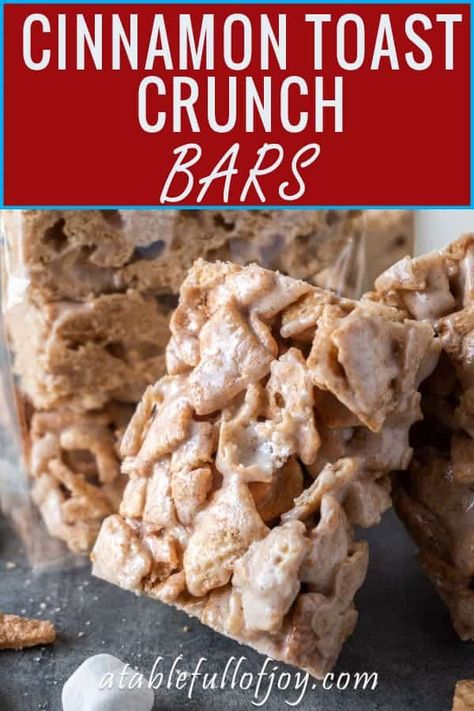 No Bake Cereal Bars, Cinnamon Toast Crunch Bars, Cinnamon Toast Crunch Cereal, Cereal Bars Recipes, Crunch Bars, Crunch Recipe, Cereal Dessert, Cinnamon Crunch, Krispie Treats Recipe