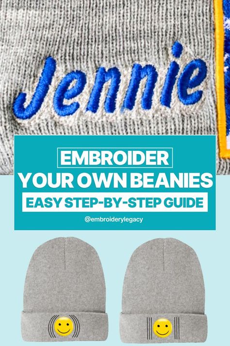 DIY Beanie Embroidery Tutorial: Easy Step-by-Step Instructions for Customizing Your Own Beanies Learn How To Embroider, Beanie Embroidery Diy, Embroidery Machine Projects, Diy Beanie, Beanie Embroidery, Embroidery Items, Embroidery Easy, Hat Embroidery, Stylish Hats