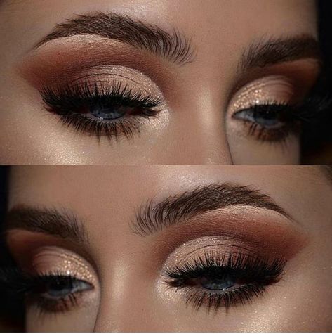 Instagram: fashion.correct Bronze smokey eye Eyeshadow Crease, Cut Crease Eyeshadow, 50 Makeup, Cute Eyeshadow Looks, Eyeshadow For Blue Eyes, Metallic Eyeshadow, Pigment Eyeshadow, Brown Eyeshadow, Makeup Tutorial For Beginners