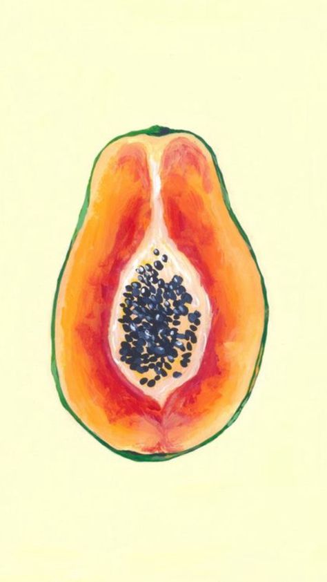 Papaya Art Print, Poster Prints Plants, High Quality Poster Prints, Bright Watercolor Paintings, Prints To Paint, Watercolor Papaya, Mango Drawings, Papaya Drawing, Papaya Tattoo