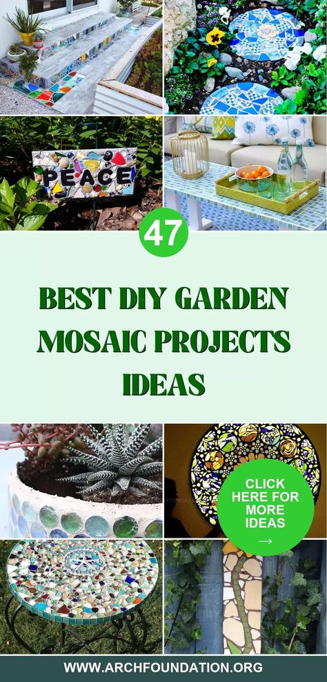 Adding color to your garden can be fun with these DIY mosaic projects. These decorations let you play with patterns and bright tiles, turning your outdoor space into a lively, artistic retreat. Each piece adds personality, making your garden more inviting. Basic Mosaic Patterns, Diy Mosaic Garden Path, Mosaic Garden Pavers, Square Mosaic Stepping Stone Patterns, Mosaic Diy Beginner Project Ideas, Mosiacs Projects Diy, Mosaic Stepping Stones Patterns, Mosaic Projects Ideas, Mosaic Designs Easy