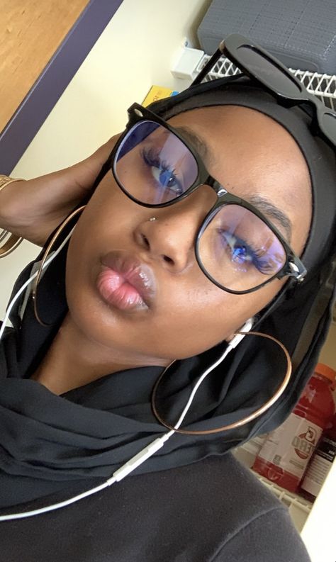 Nose Piercing Stud With Glasses, Nose Ring With Glasses, Nose Stud Black Women, Nose Piercing On Black Women, Glasses And Nose Piercing, Nose Piercing Glasses, Nose Piercing Stud Black Women, Nose Piercing With Glasses, Hijabi With Glasses