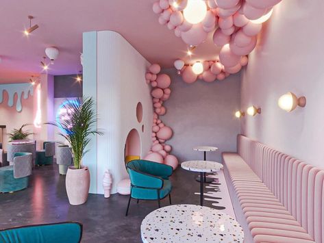 Boba Shop Interior, Gelato Shop Design, Candy Shop Ideas Design, Candy Shop Design, Cake Shop Interior, Desserts Restaurant, Candy Store Design, Foodtrucks Ideas, Ice Cream Store