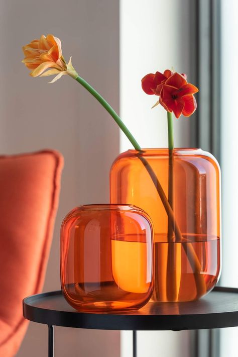 Orange Glass Vase, Orange Vase, Grand Vase Transparent, Timeless Bedding, Deco Orange, Picnic Party Decorations, Vase Transparent, Vase Noir, Pottery Pots