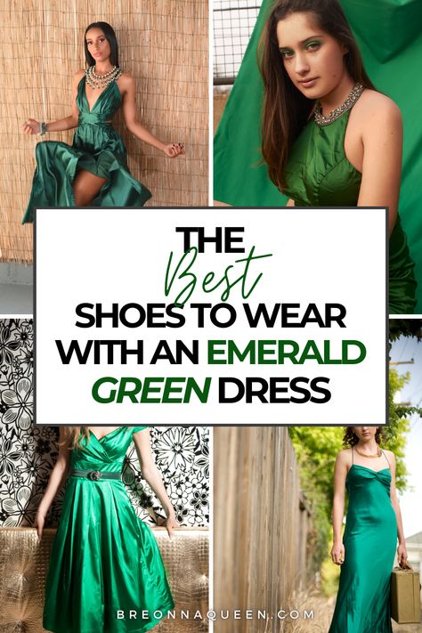 what shoes to wear with an emerald green dress, emerald green dress what shoes, shoes for an emerald dress, emerald green dress outfit ideas Emerald Green Dress With Nude Heels, Emerald Green Asymmetrical Dress, Shoes That Go With Dark Green Dress, Heels For Emerald Green Dress, Emerald Green Dress Silver Accessories, Heels For A Green Dress, What Accessories To Wear With Green Dress, Green Dress With Silver Accessories, Emerald Green Dress With Gold Heels