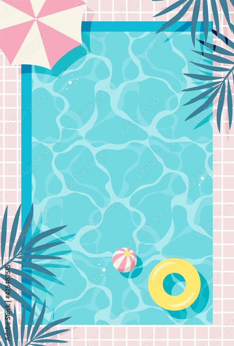 Pool Party Background Wallpaper, Pool Party Graphic Design, Pool Graphic Design, Invitaciones Pool Party, Summer Cute Wallpaper, Pool Party Wallpaper, Pool Party Illustration, Swimming Pool Illustration, Pool Illustration