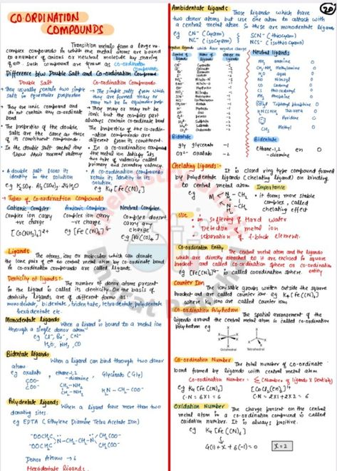 Ionic Equilibrium Short Notes, Coordination Compounds Chemistry Notes, Coordination Compounds Notes, Organic Chemistry Cheat Sheet Class 12, Coordination Compounds Chemistry, Chemistry Flashcards, Chemistry Class 12, Formula Sheet, Biochemistry Notes