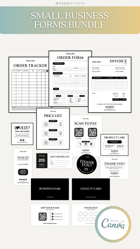 Bundle Price List, Small Business Forms, Scan To Pay Template, Price List Template, Bookkeeping Templates, Gift Certificate Template, Craft Show, Create Digital Product, Order Form