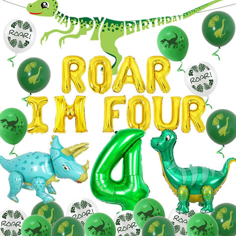 Roar I’m 4 Birthday Theme, Dinosaur 4th Birthday Party Boy, Dinosaur Fourth Birthday Party, 4th Birthday Dinosaur Party, Four Year Old Birthday Theme Boy, Roar Im 4 Birthday, 4th Birthday Party For Boys Theme, Dinofour Birthday, Dinosaur 4th Birthday Party