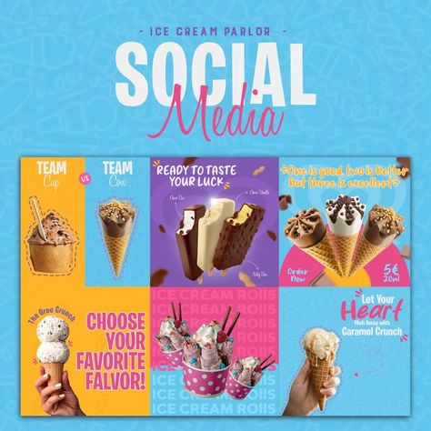 Social media post for - Ice Cream Parlor/Brand - Social Media Ads Design, Oreo Crunch, Freeze Dried Ice Cream, Food Web Design, Ice Cream Poster, Creative Branding Design, Caramel Crunch, Ice Cream Design, Ice Cream Brands