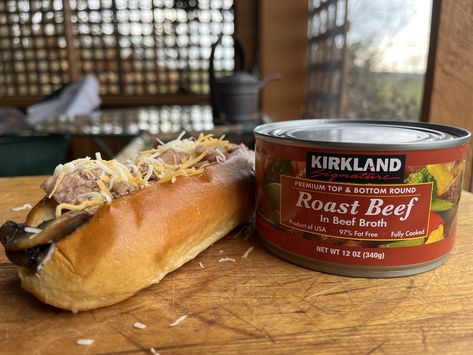 We tried out the Kirkland Signature Canned Roast Beef at Costco the other day and were pleasantly surprised at the quality of the product. I bought the roast Hamburg, Costco Canned Roast Beef Recipes, Roast Beef In A Can Recipes, Recipes For Canned Roast Beef, Canned Roast Beef Recipes Meals, Canned Roast Beef Recipes Dinners, Canned Beef Recipes Simple, Recipes With Canned Roast Beef, Can Roast Beef Recipes