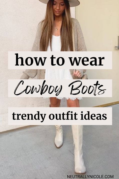 Cowboy Boot Looks For Women, Cowboy Boots Fall 2023, How To Dress Cowgirl Boots, How To Dress With Cowgirl Boots, Cowboy Boots 2023 Trend, Women’s Outfit With Cowboy Boots, Women’s Cowboy Boots With Jeans, How To Style Brown Cowgirl Boots, Mid Calf Western Boots Outfit