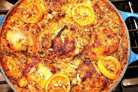 Amazing One-Pan Baked Greek Chicken Recipe With Lemon Rice #30secondmom Best Chicken And Rice Recipe, Nagi Maehashi, Greek Lemon Chicken And Rice, The Best Chicken And Rice, Greek Chicken Recipe, Baked Greek Chicken, 30seconds Food, Recipe With Lemon, Chicken And Rice Recipe