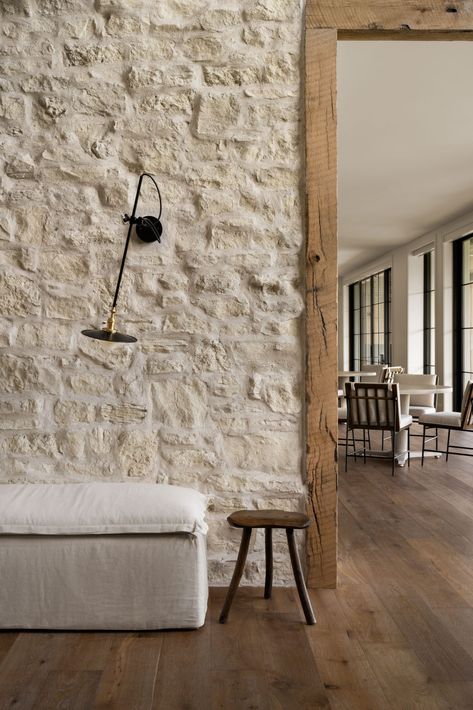 Stone Walls Interior, Barrel Ceiling, Stone Interior, Hearth Room, 아파트 인테리어, Stone Walls, Studio Mcgee, Stone Wall, تصميم داخلي