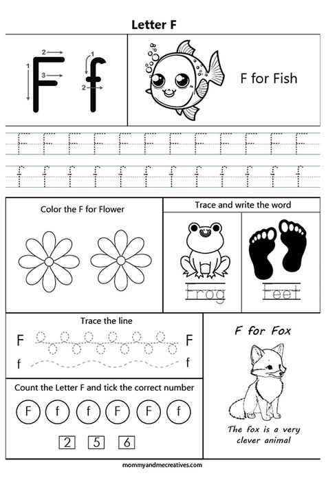 Letter F Practice Preschool, Letter F Activity For Kindergarten, Letter F Crafts For Kindergarten, Letter F Activities For Kindergarten, Letter F Worksheets Kindergarten, Letter F Preschool Crafts, Letter Ff Worksheets, Worksheet Letter F, Letter F Worksheets Preschool