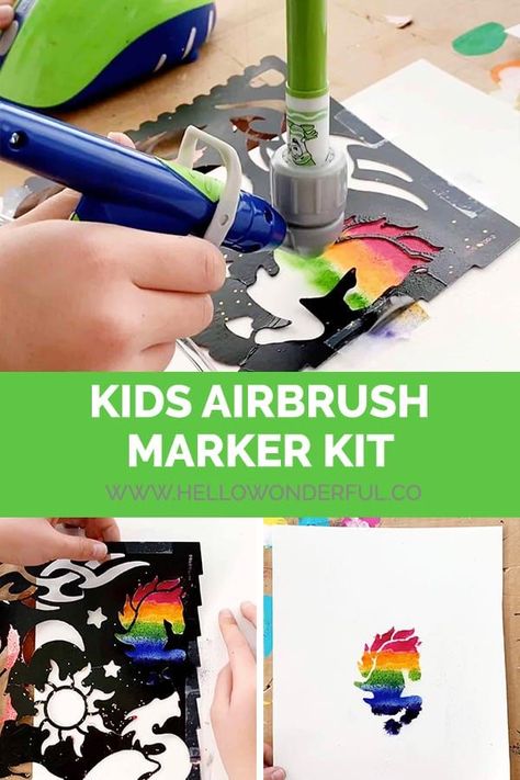 Your kids can use this fun airbrush marker kit to create beautiful artwork! Fun Graffiti, Arts And Craft, Washable Markers, Spray Paint Art, Kids Create, Airbrush Art, Activity Kits, Kids Learning Activities, Painting Art Projects