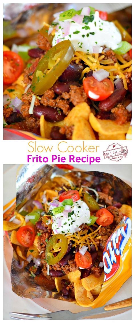 Chili Frito, Frito Pie Recipe, Frito Chili Pie, Chili Pie, Frito Pie, Moist Pumpkin Bread, Tailgating Recipes, Fun Easy Recipes, Slow Cooking