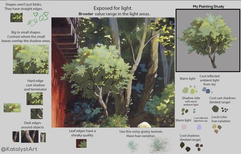 Ghibli Background Art, Ghibli Background, Art Analysis, Copic Drawings, Studio Ghibli Background, Painting Study, Tree Textures, Digital Painting Techniques, Desert Art