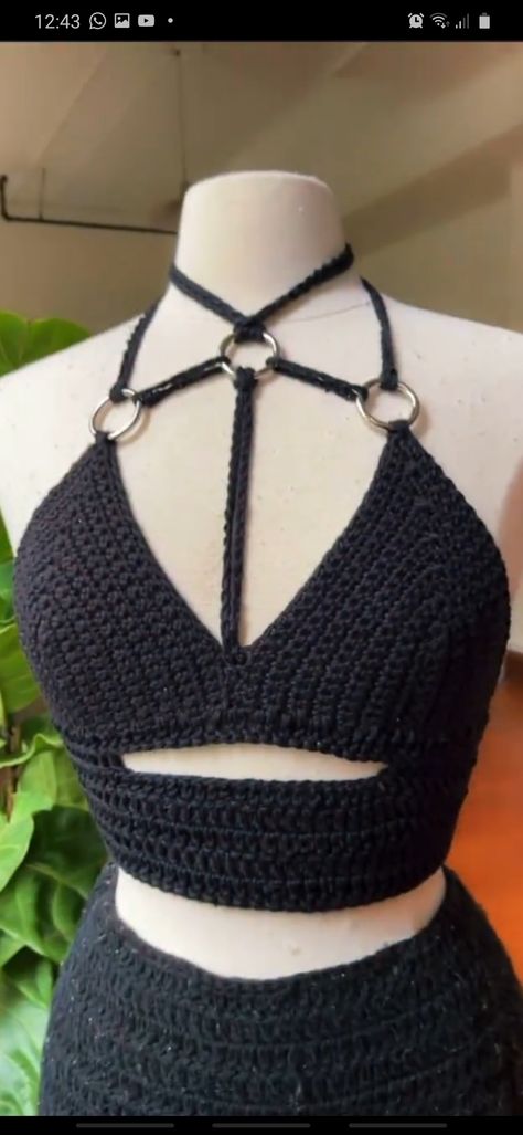 How To Make Crochet Bra Cups, Crochet Bra Tops, Crochet Bra Top Pattern Free, Crochet Patterns Goth, Crochet Alternative Clothing, Goth Crochet Top, Goth Crochet Patterns Free, Goth Crochet Patterns, Crochet Tops Summer