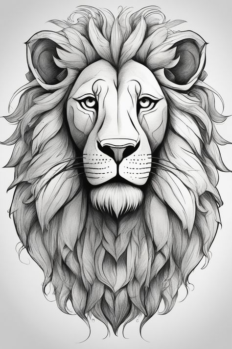 Playground AI - Lion Leon, Lion Face Drawing Easy, Drawing Ideas Lion, Lion Drawing Sketches, Minimalist Lion Tattoo, Lion Template, Lion Head Drawing, Lion Drawing Simple, Black Sheep Tattoo