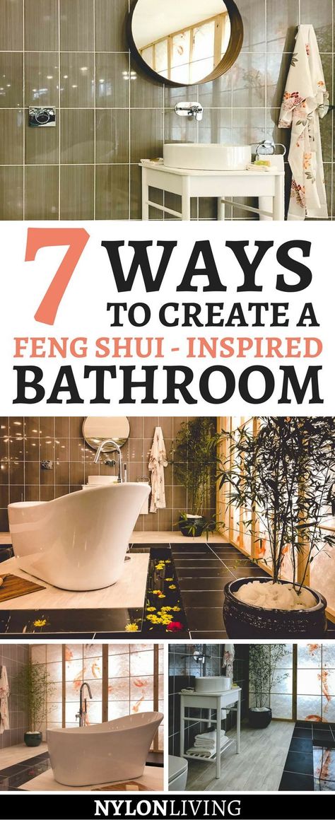 Have you ever thought of creating an oriental inspired bathroom? This feng shui bathroom by Victoria plum creates such a calm and serene vibe. Get a few ideas for your bathroom| | feng shui bathroom decor | feng shui bathroom colors | feng shui bathroom ideas | feng shui bathroom layout | oriental bathroom ideas interior design #fengshui #bathroomdesign - via @nylonliving Feng Shui Bathroom Decor, Feng Shui Bathroom Colors, Bathroom Feng Shui, Apartment Layout Ideas, Feng Shui Bathroom, Room Layout Ideas, Feng Shui Colors, Feng Shui Guide, Feng Shui Colours