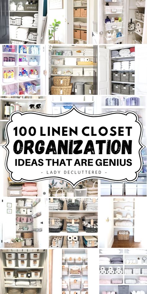 Organized Linen Closets. Ideas For Linen Storage, Home Organization Linen Closet, Organizing Linen Closet Ideas, Linen Closet Organisation, How To Store Sheets Linen Closets, Linen Closet Design Ideas, Organize Linencloset, Linen Cupboard Organisation, Deep Linen Closet