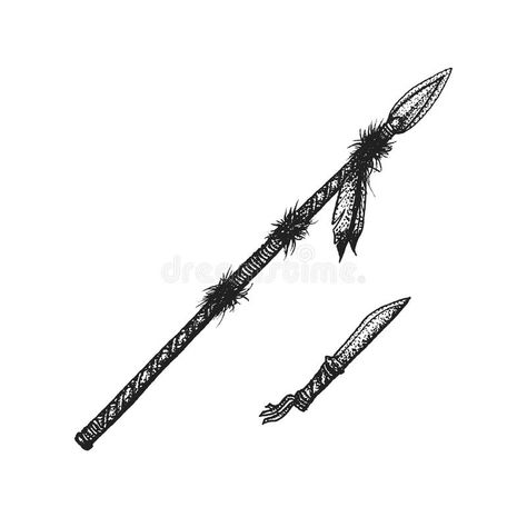 Hand drawn indian spear knife vintage illustration. Photo about direction, doodle, culture, design, icon, traditional, drawing, isolated, graphic, sign, ornament, drawn - 67483992 Indian Knife Tattoo, Native American Spear Drawing, Small Spear Tattoo, Native American Spear Tattoo, Traditional Spear Tattoo, Indian Spear Tattoo, Roman Spear Tattoo, African Spear Tattoo, Spear Tattoos