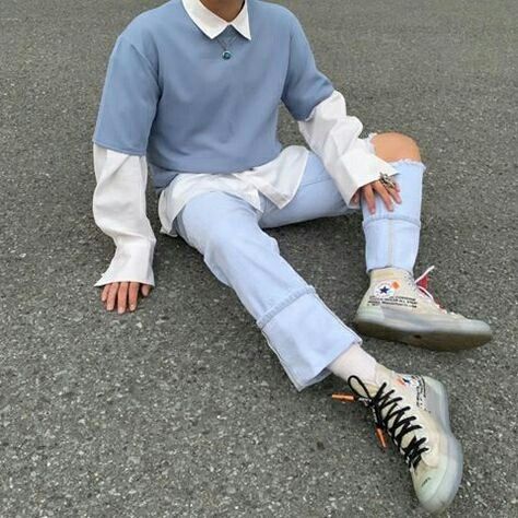 Blue Outfit Men, Soft Boy Outfits, Mode Ulzzang, Aesthetic Outfits Men, Pastel Outfit, Mens Outfit Inspiration, Mens Fashion Streetwear, Streetwear Men Outfits, Men Fashion Casual Outfits