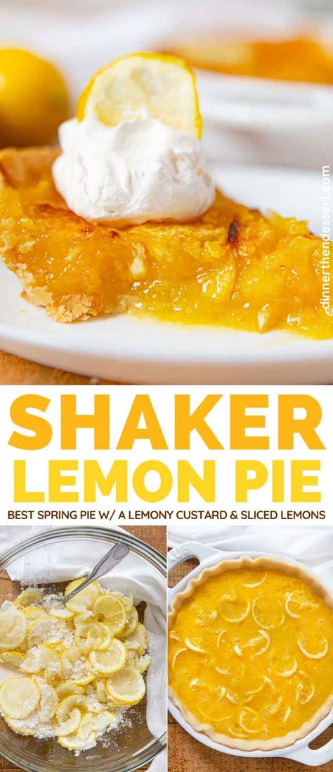 Shaker Lemon Pie is the best spring pie with a lemony custard perfect for Easter! #dessert #lemon #lemonshakerpie #pie #Easterrecipes #dinnerthendessert Shaker Lemon Pie, Easy Pie Recipe, Dessert Lemon, Lemon Pie Recipe, Louisiana Kitchen, Dinner Then Dessert, Homemade Strawberry Sauce, Homemade Snickers, Easy Pie Recipes