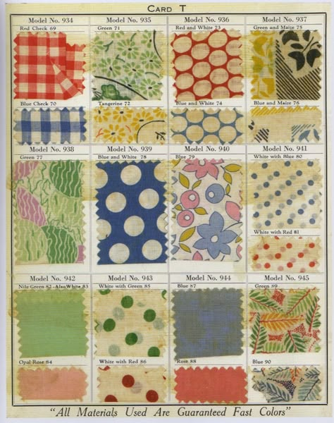 Cotton fabric samples, c.1930. 1930s Fashion Women, Fashion History Timeline, Diy Corset, Vintage Blog, History Timeline, Antique Fabrics, 1930s Fashion, Fashion Plates, Vintage Fabrics