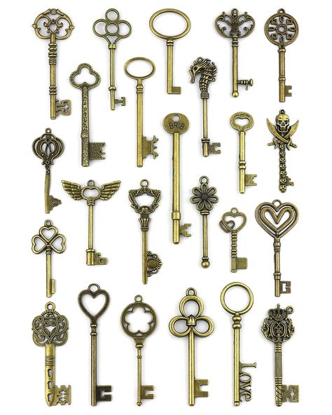 PRICES MAY VARY. Quantity: 24 pcs vintage large skeleton key set charms (24 different styles, no repeat). Premium Material: These craft skeleton keys are made of metal alloy, lead and nickel free, durable and reusable. They are different sizes, from 1.81 in to 3.7 in. Perfect DIY Crafts: Size of the skeleton keys are very suitable for diy crafts,such as necklaces pendants, bracelet pendants,etc.You can use our key charms with your other decorations to create a unique crafts and show your unique Skeleton Key Crafts, Kelly Sullivan, Old Key Crafts, Ancient Key, Key Crafts, Vintage Skeleton Keys, Vintage Skeleton, Key Charms, Clay Things