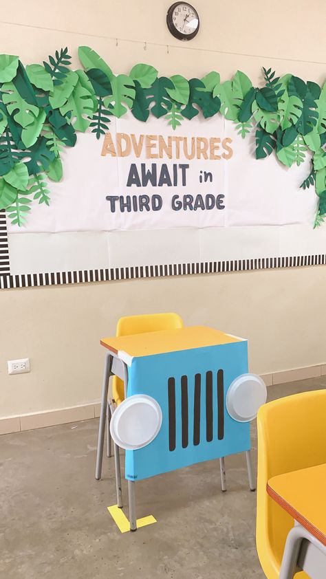 Jungle Theme Music Classroom, Jungle Themed Reading Corner, Classroom Themes Animals, Jungle Room Theme Classroom, Classroom Door Jungle Theme, Crocodile Bulletin Board Ideas, The Jungle Book Classroom Theme, Jungle Theme Classroom Door Ideas, Jungle Theme Boards Classroom Ideas