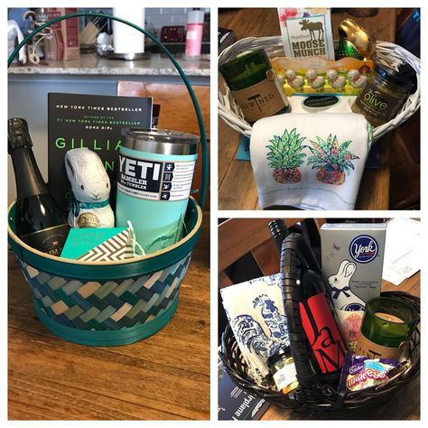 Adult Easter Baskets 🐇 Wine YETI Rewined Candles Chocolate Adult Easter Basket For Him, Yeti Gift Basket Ideas, Husband Easter Basket Ideas, Yeti Gift Basket, Easter Basket For Adults, Sunshine Baskets, Adult Easter Basket Ideas, Husband Easter Basket, Easter Basket Ideas For Adults