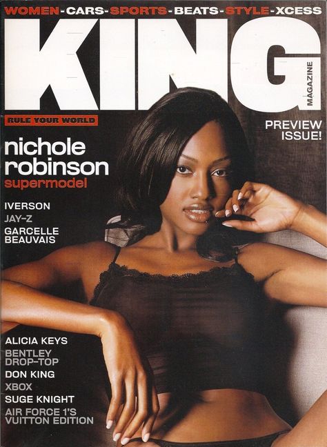 Black Model Aesthetic Photoshoot, King Magazine 2000s, 90s Cover Art, Nichole Robinson, 90s Magazine Covers, King Magazine, 2000s Magazines, Don King, Black Magazine